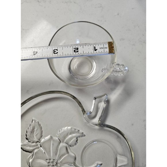 Hazel Atlas Apple Blossom Glass Plates and Cups Vintage dining‎ Set of 4 - Picture 4 of 8